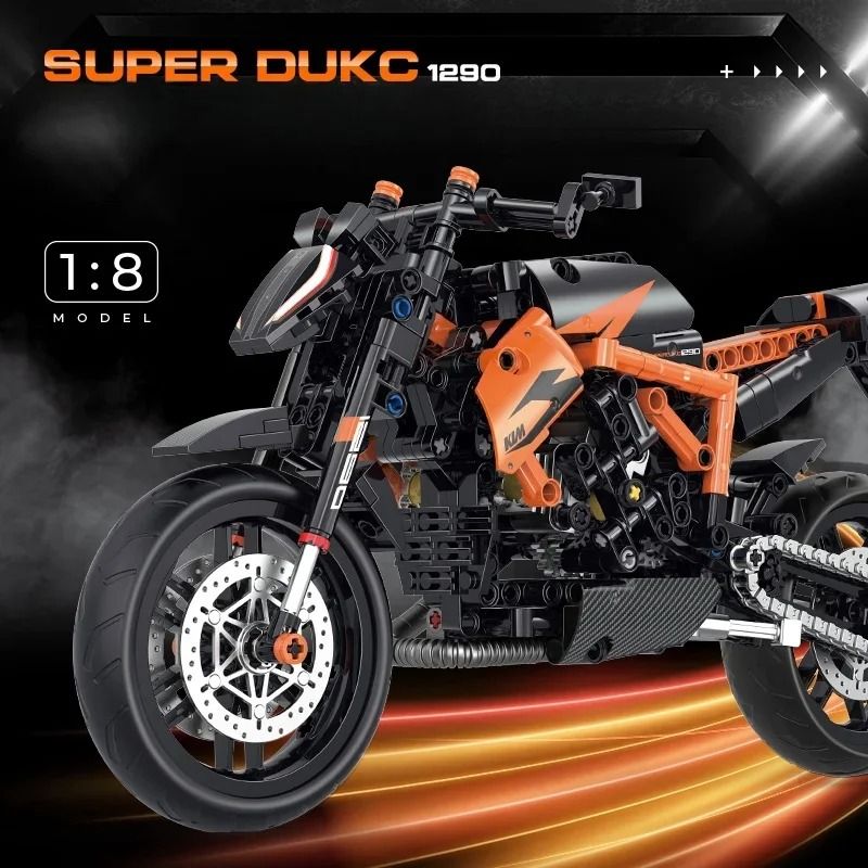 Motorcycle Building Blocks Technical MOC Model DIY Construction Kit 8