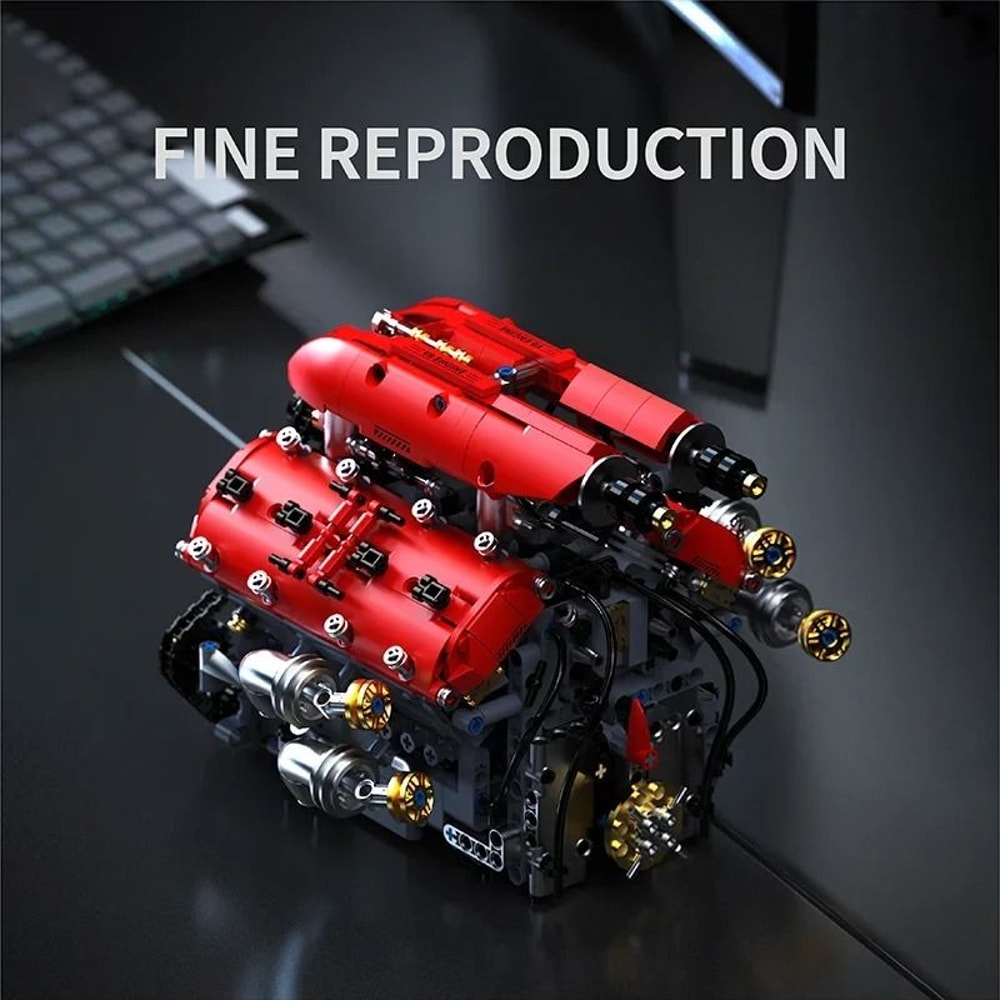 V8 Engine Building Blocks Motorized Technical Model DIY Kit 5