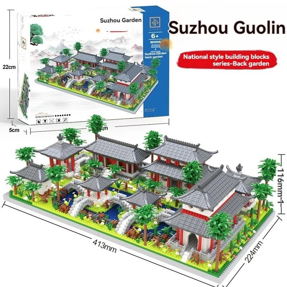 Chinese Garden Micro Building Blocks Set LED Suzhou Architecture Model 3