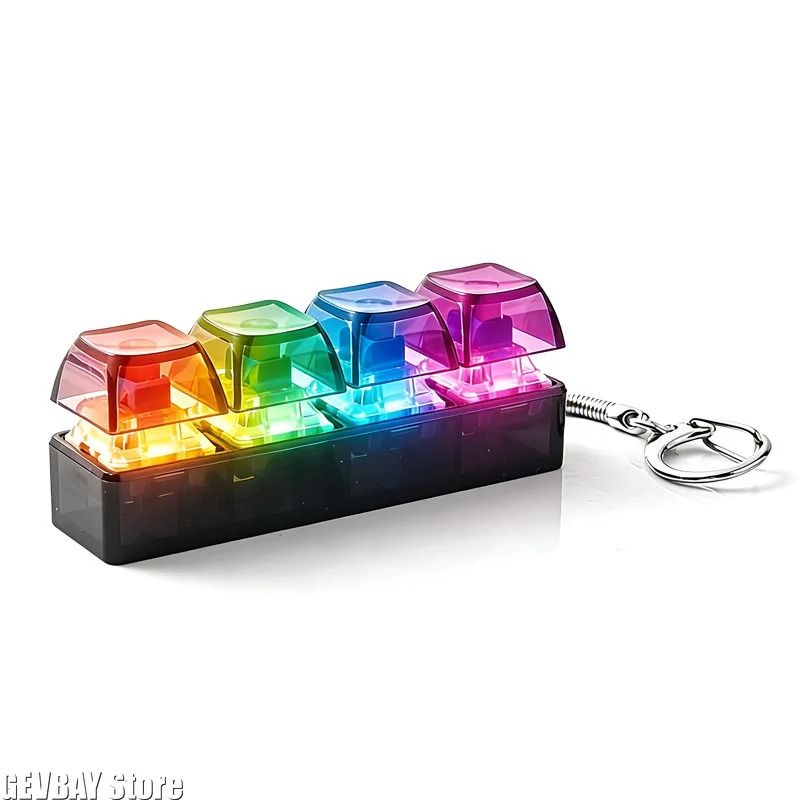 RGB Keyboard Fidget Toy Keychain Mini Clicker Stress Relief Gadget 6