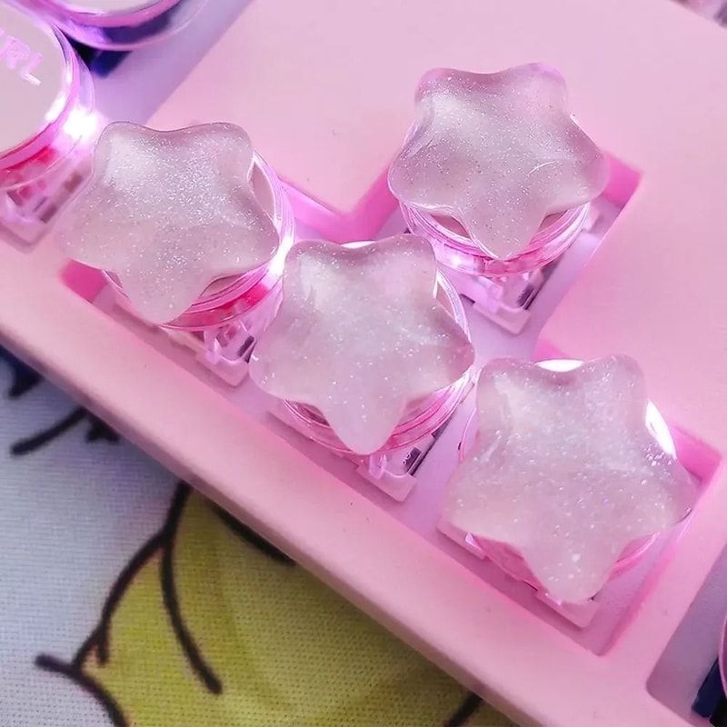 Cute Star Anime Keycaps Set Translucent Mechanical Keyboard Caps 1
