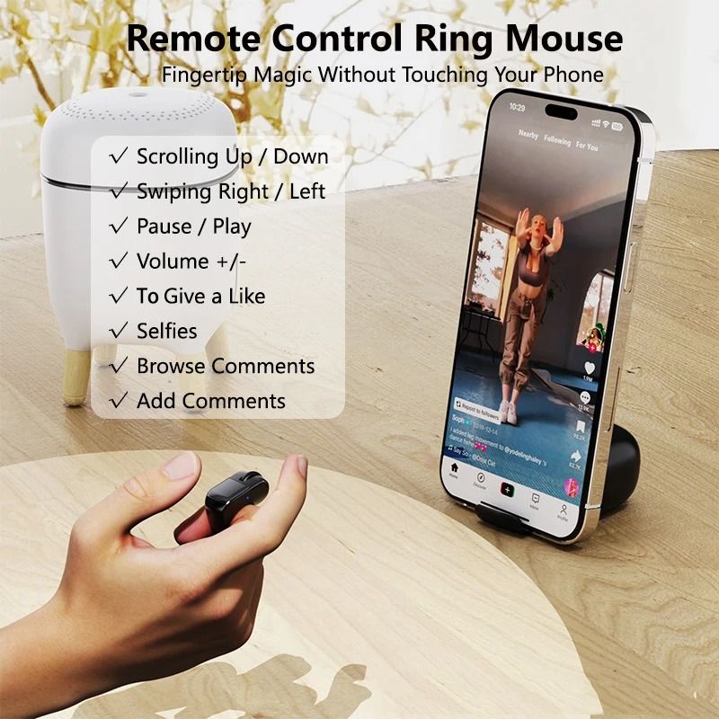 Mini Bluetooth Ring Mouse Rechargeable Wireless Remote Control For Phone And PC 8