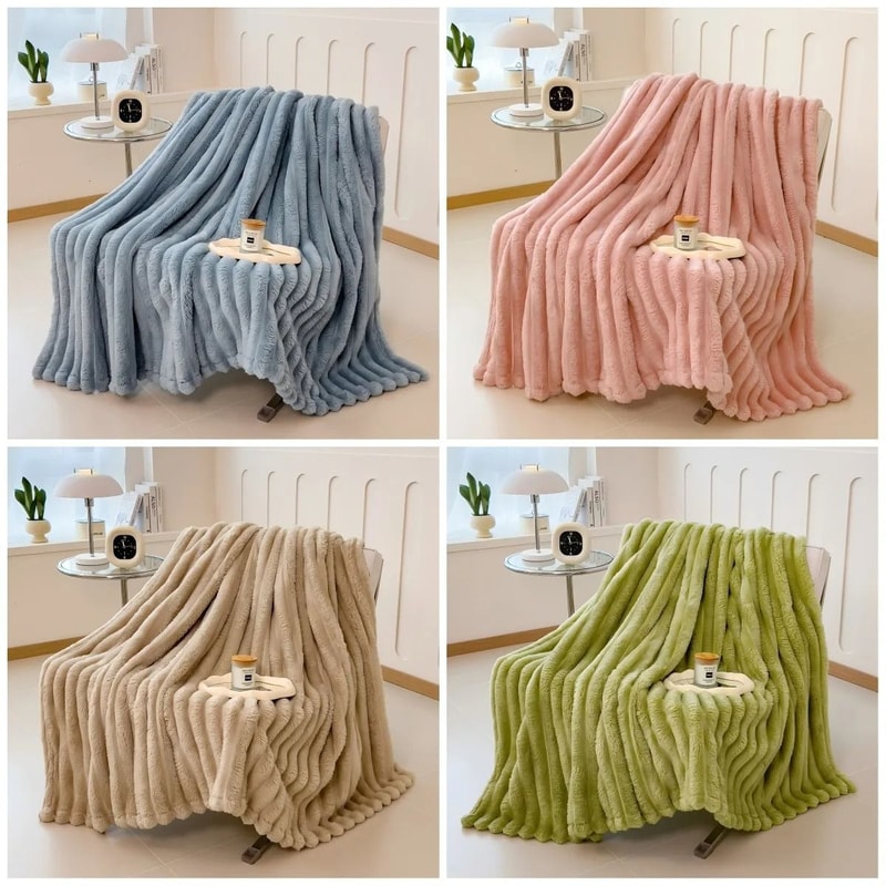 Thick Striped Multi Purpose Blanket Soft Bed Cover Nap Throw 10