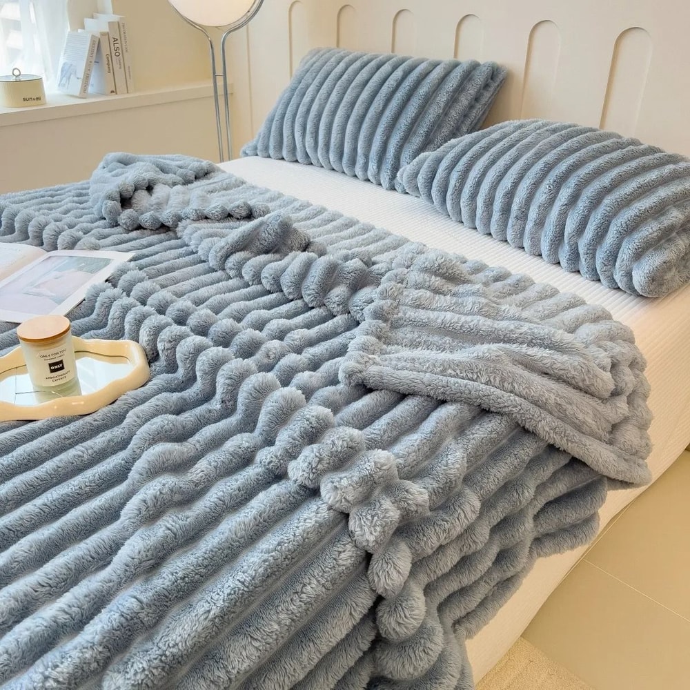 Thick Striped Multi Purpose Blanket Soft Bed Cover Nap Throw 8