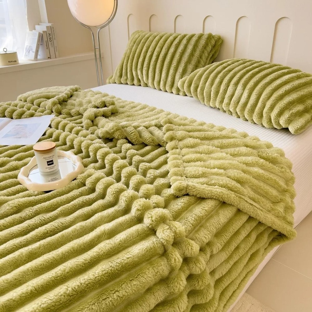 Thick Striped Multi Purpose Blanket Soft Bed Cover Nap Throw 2