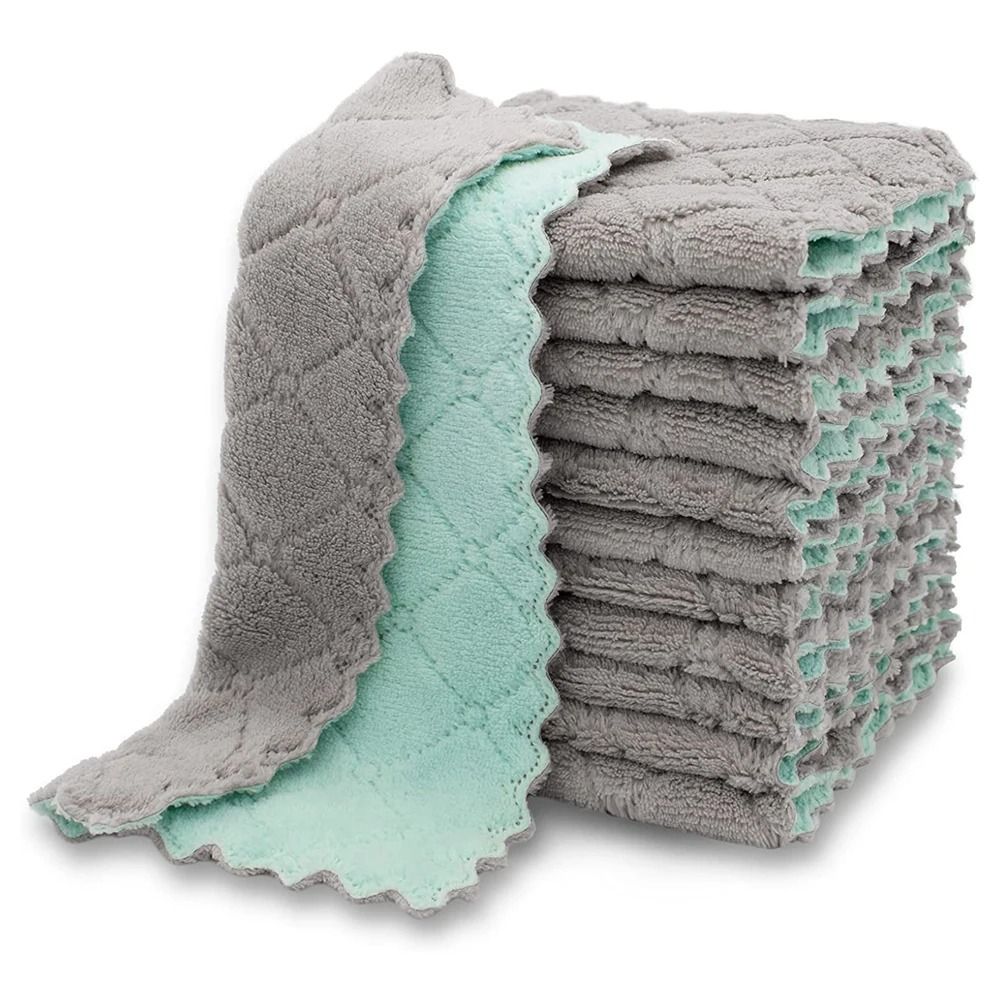 10PCS Coral Velvet Kitchen Dish Towels Super Absorbent Quick Dry Cloth Set 1