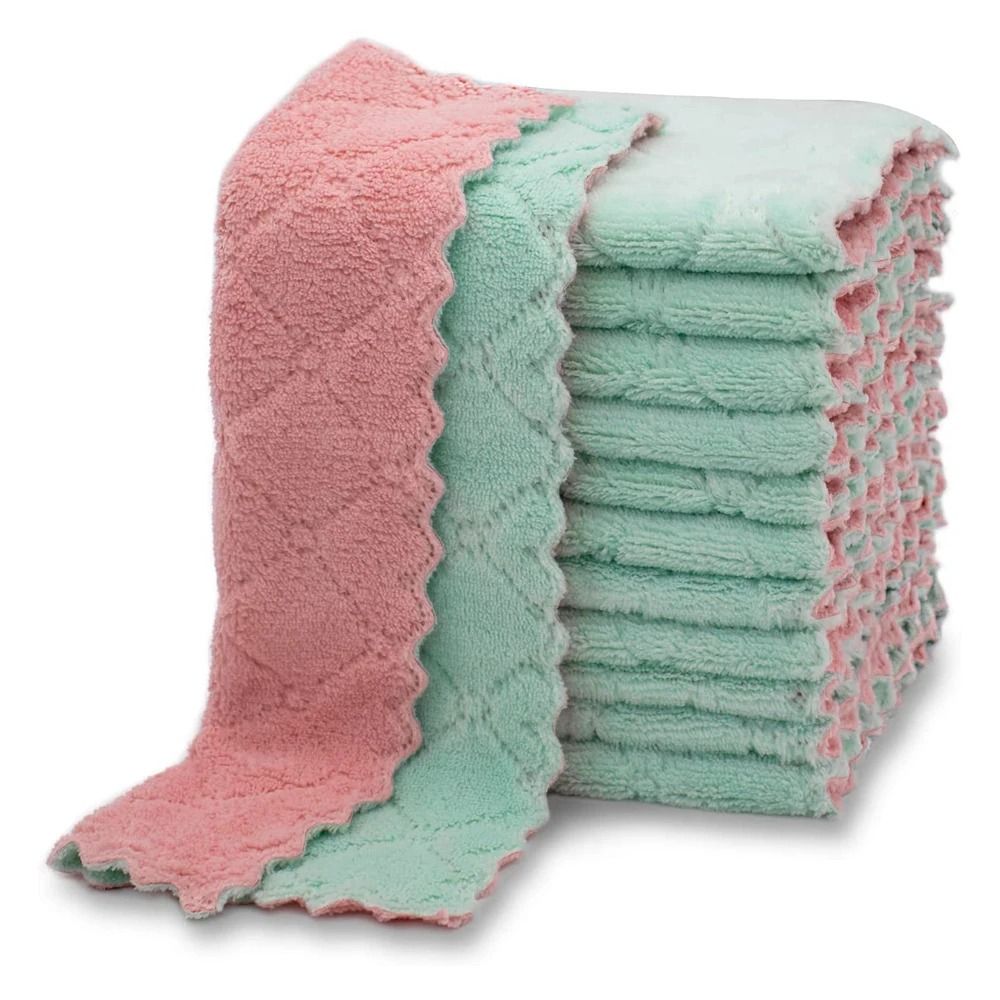 10PCS Coral Velvet Kitchen Dish Towels Super Absorbent Quick Dry Cloth Set 2