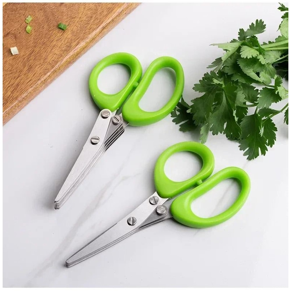 Stainless Steel Multi Layer Herb Scissors Vegetable Shredding Kitchen Cutter 3