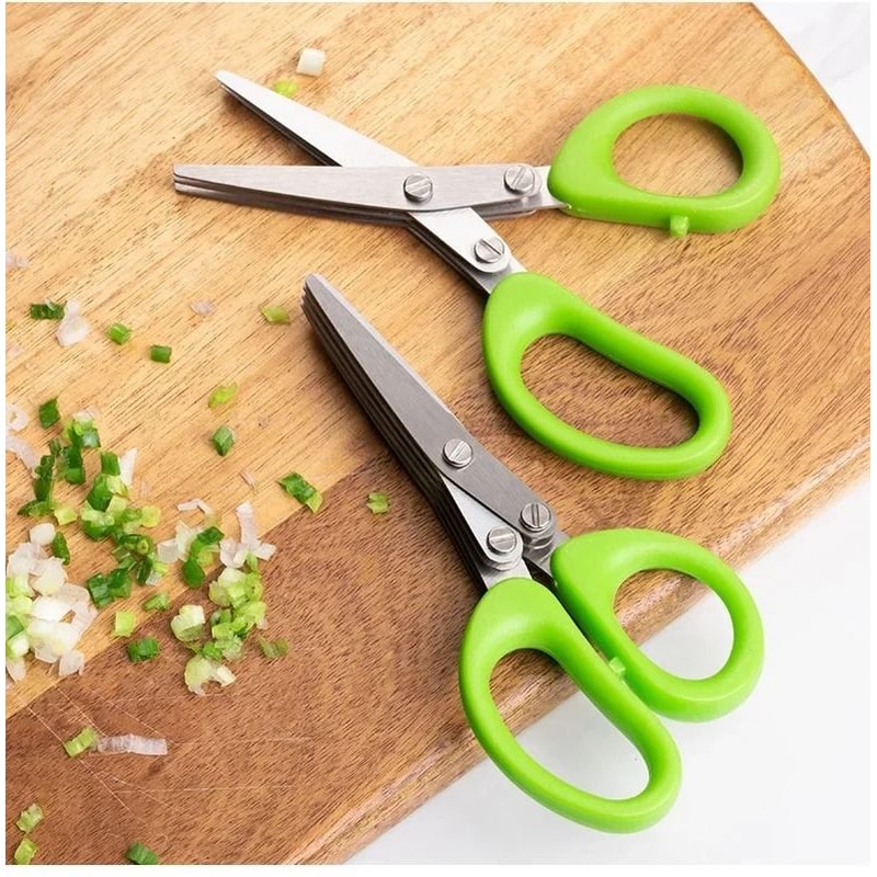 Stainless Steel Multi Layer Herb Scissors Vegetable Shredding Kitchen Cutter 4
