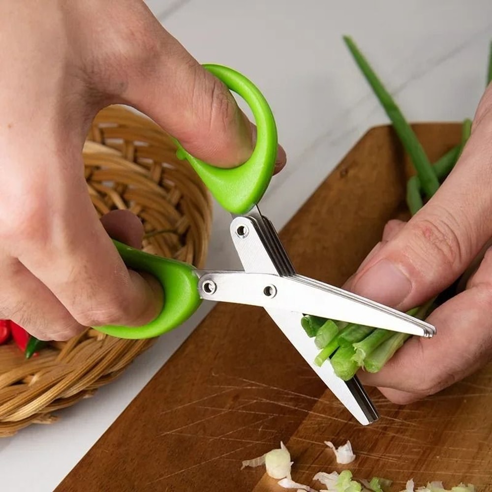 Stainless Steel Multi Layer Herb Scissors Vegetable Shredding Kitchen Cutter 6