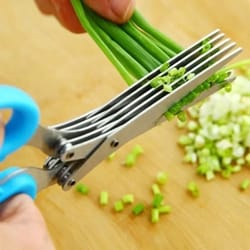stainless steel multi layer herb scissors vegetable shredding kitchen cutter