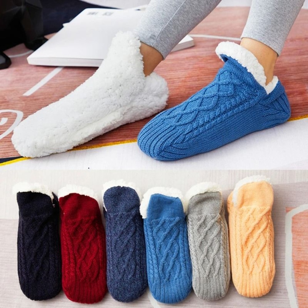 Mens Thermal Slipper Socks Non Slip Grip Warm Fuzzy Indoor House Socks 12
