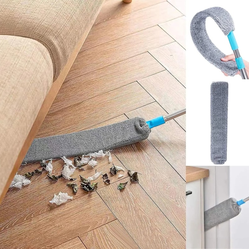 Long Handle Dust Mop Extendable Floor And Ceiling Cleaning Tool With Microfiber Pads 8