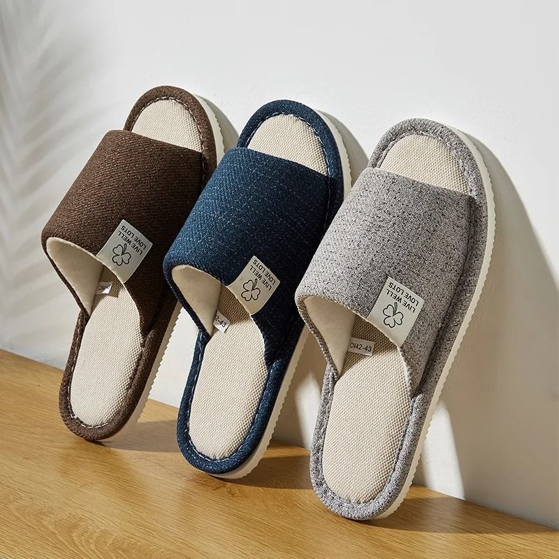Breathable Linen Open Toe House Slippers Comfortable Indoor Summer Shoes 9
