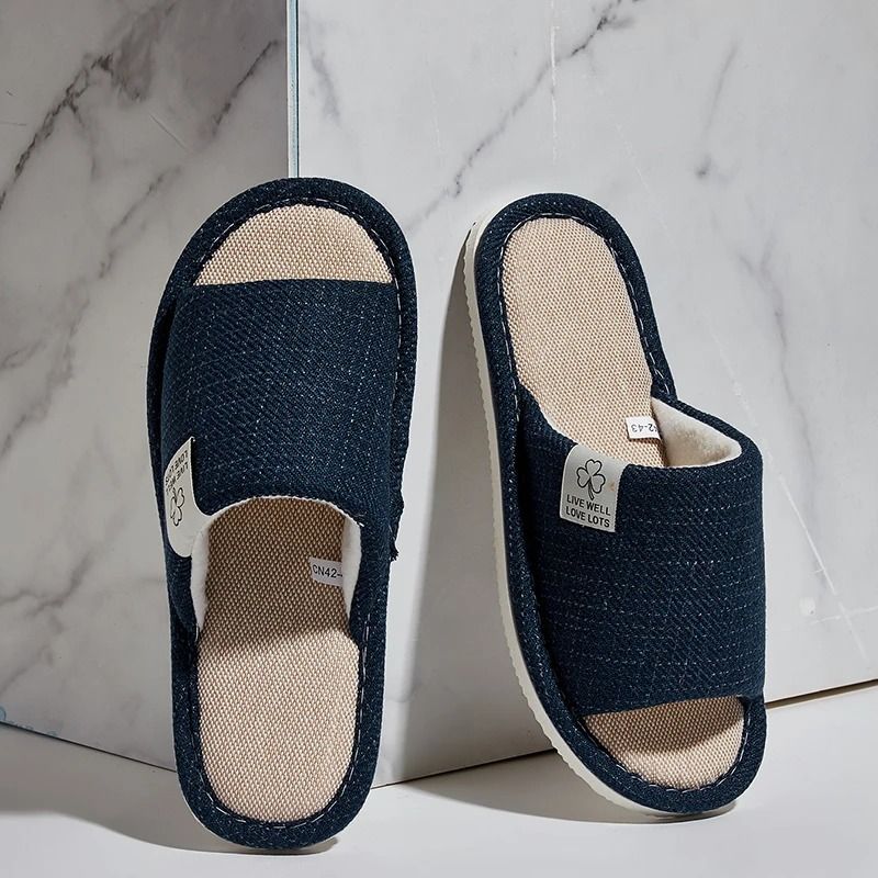 Breathable Linen Open Toe House Slippers Comfortable Indoor Summer Shoes 6