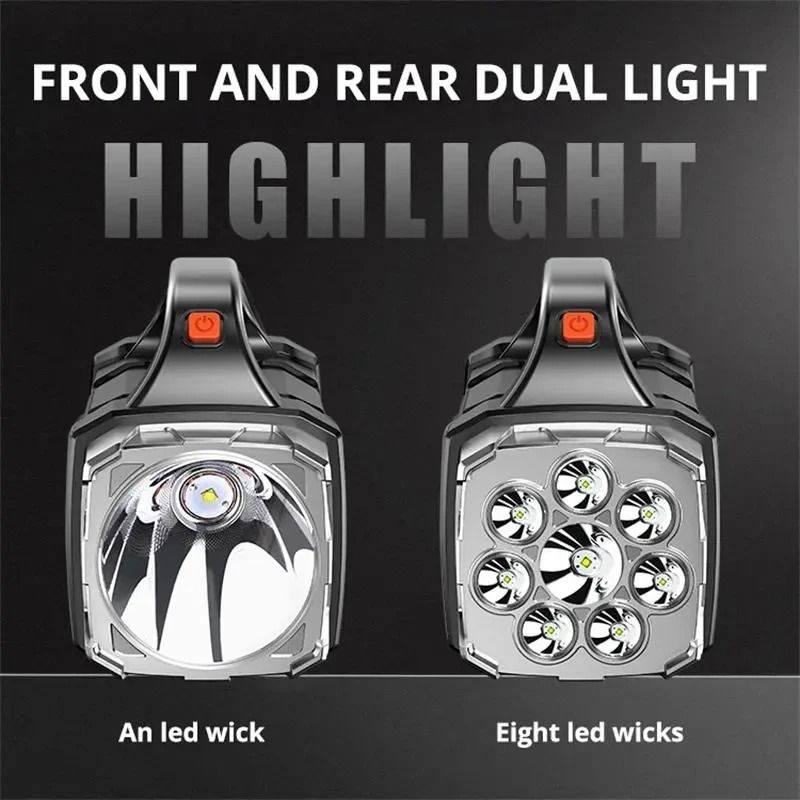 Rechargeable LED Flashlight Solar Camping Light USB Power Bank Work Lamp 6