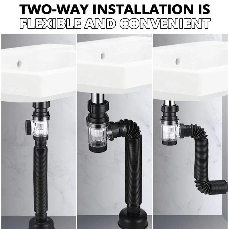 Flexible Anti Odor Drain Pipe Kitchen Sink Anti Clogging Drain Hose Set 10