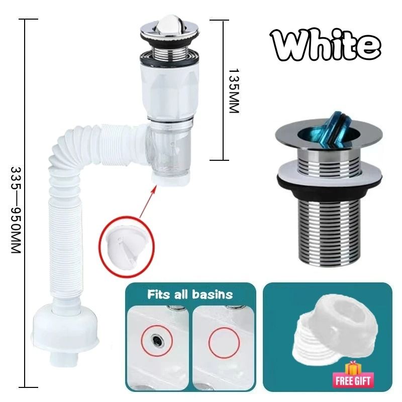 Flexible Anti Odor Drain Pipe Kitchen Sink Anti Clogging Drain Hose Set 2