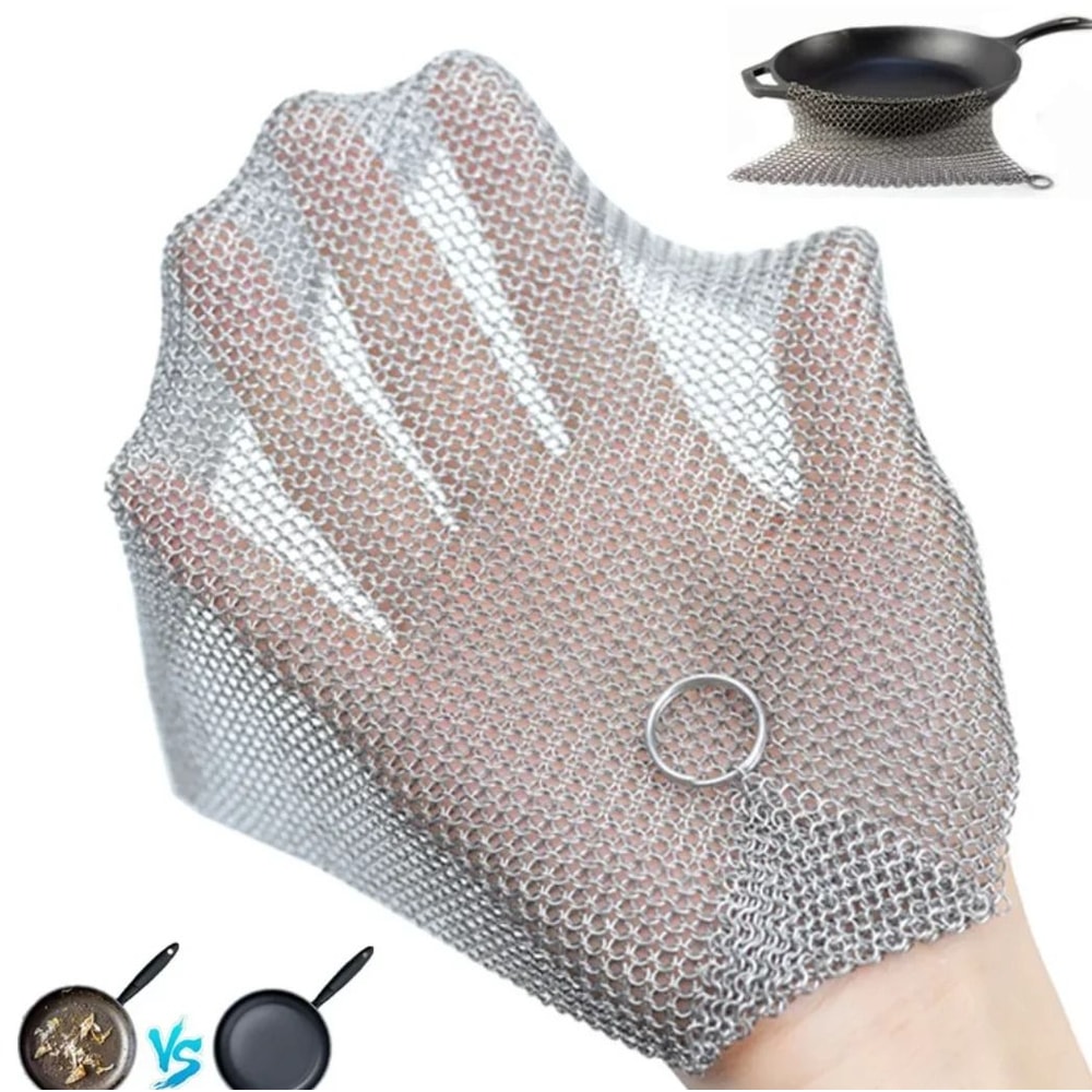Stainless Steel Cast Iron Cleaner Chainmail Scrubber For Pots And Pans 0