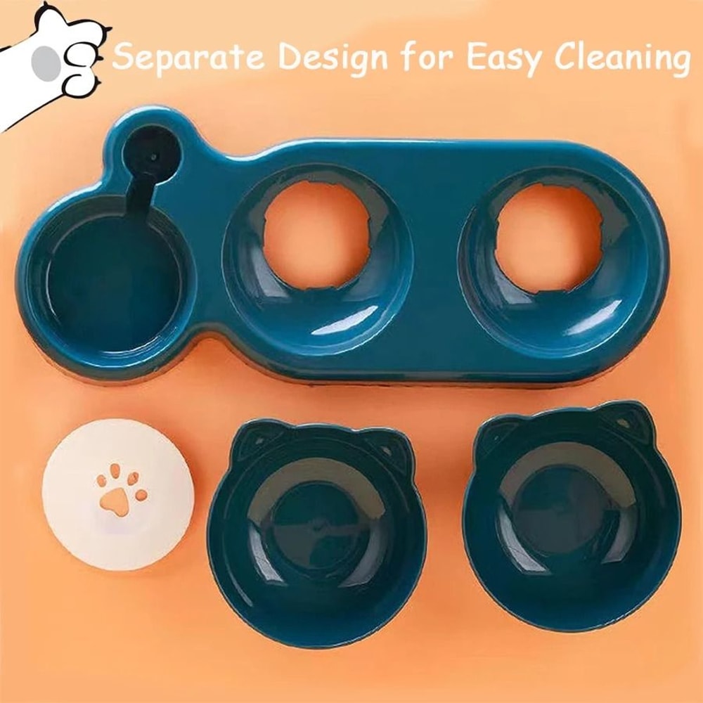 2 In 1 Cat Feeding Bowl Set With Automatic Water Dispenser And Tilted Design 3