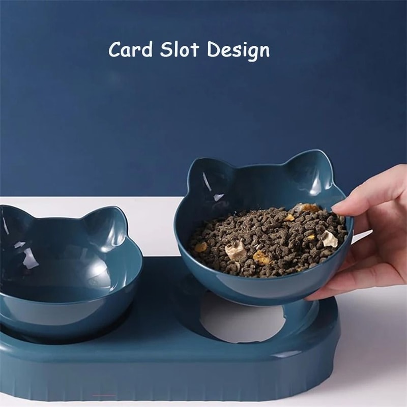 2 In 1 Cat Feeding Bowl Set With Automatic Water Dispenser And Tilted Design 5