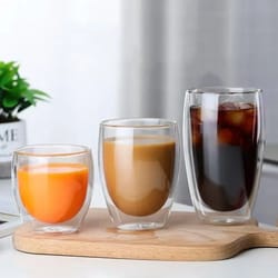 double wall glass cup heat resistant insulated coffee tea and drinkware mug
