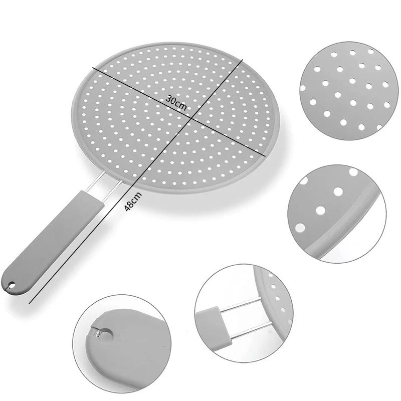Silicone Splatter Screen Heat Resistant Oil Splash Guard Frying Pan Cover 4