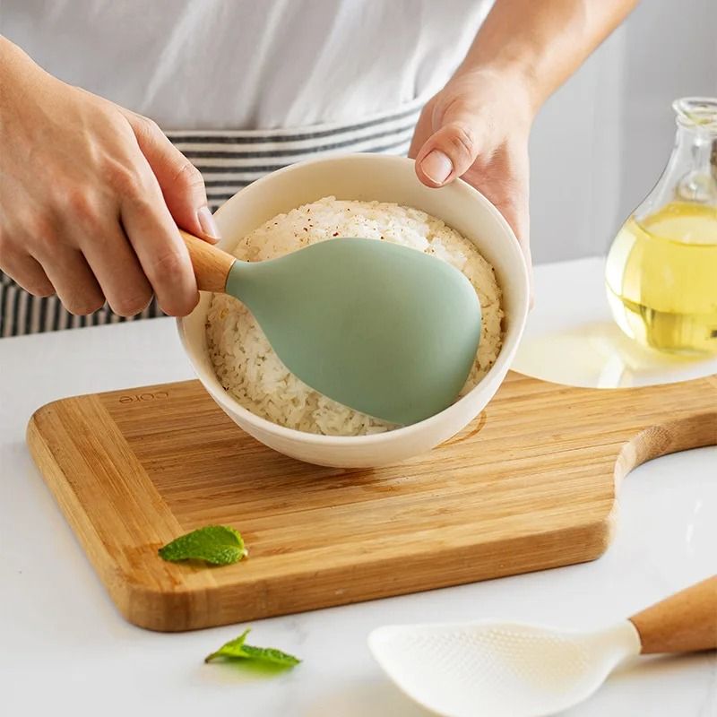 Silicone Cooking Spoon Heat Resistant Non Stick Rice Serving Kitchen Utensil 6