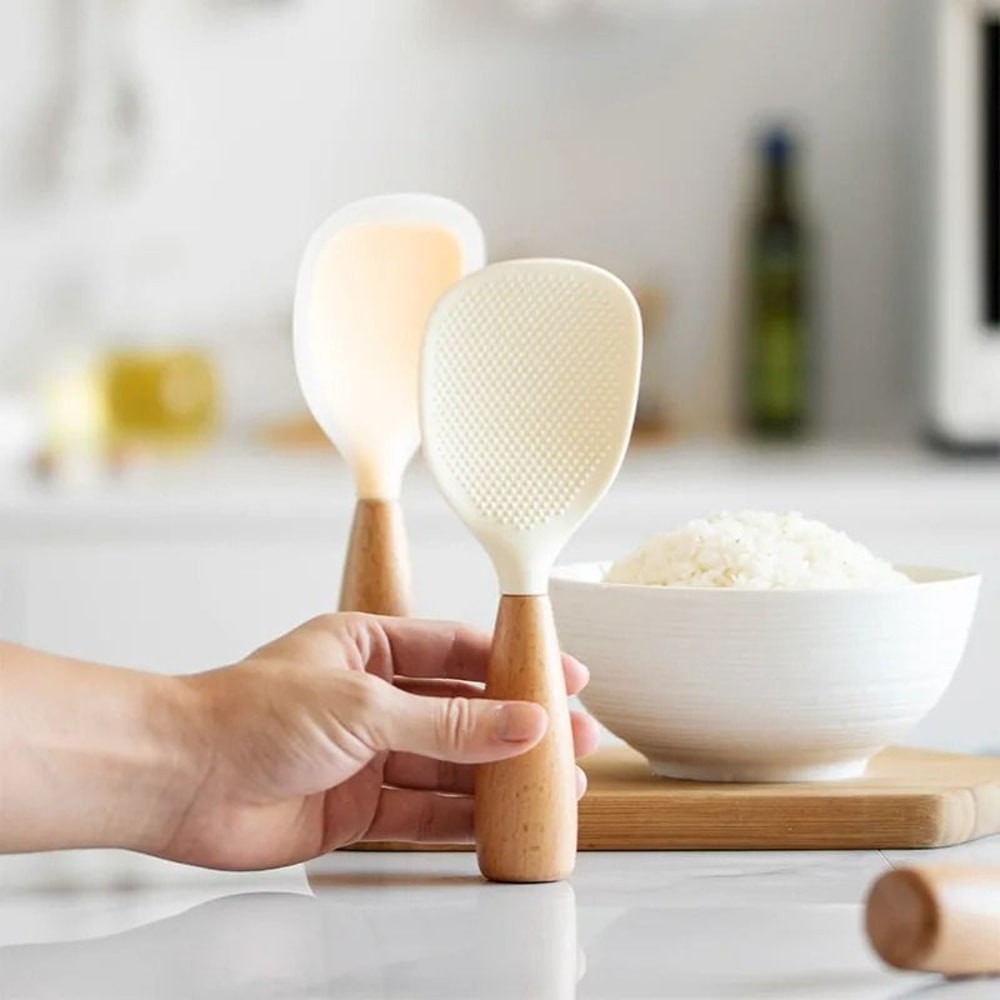 Silicone Cooking Spoon Heat Resistant Non Stick Rice Serving Kitchen Utensil 9