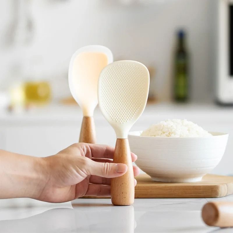 Silicone Cooking Spoon Heat Resistant Non Stick Rice Serving Kitchen Utensil 9