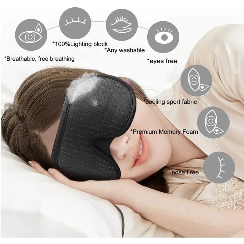 3D Sleep Mask Blackout Soft Padded Eye Mask For Comfortable Rest 12
