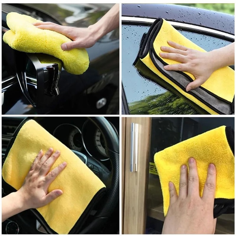 Ultra Soft Microfiber Car Wash Towel Set High Absorbent Cleaning Cloth 12