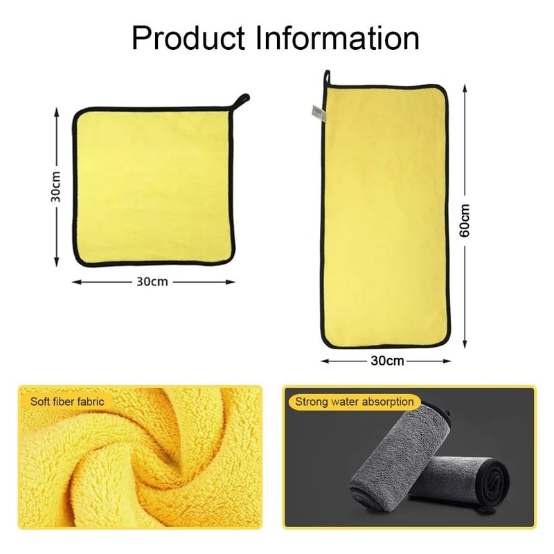 Ultra Soft Microfiber Car Wash Towel Set High Absorbent Cleaning Cloth 10