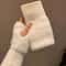 Warm Plush Fingerless Gloves Women Knitted Half Finger Winter Mittens 2