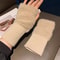 Warm Plush Fingerless Gloves Women Knitted Half Finger Winter Mittens 5
