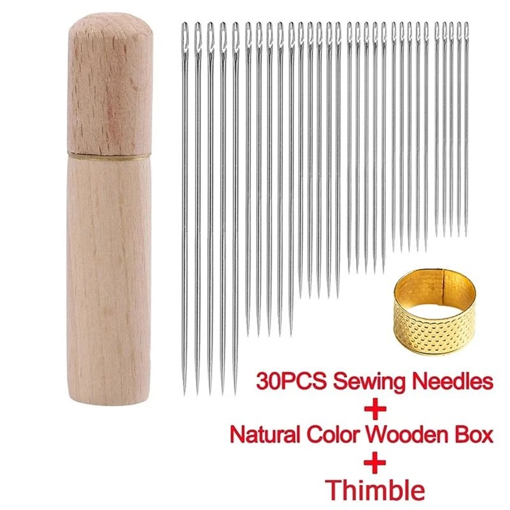 Self Threading Needles Set Easy Thread Sewing Needles Stainless Steel Pack 9