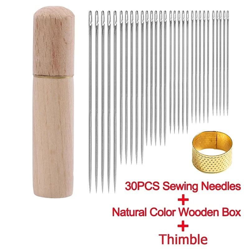 Self Threading Needles Set Easy Thread Sewing Needles Stainless Steel Pack 9