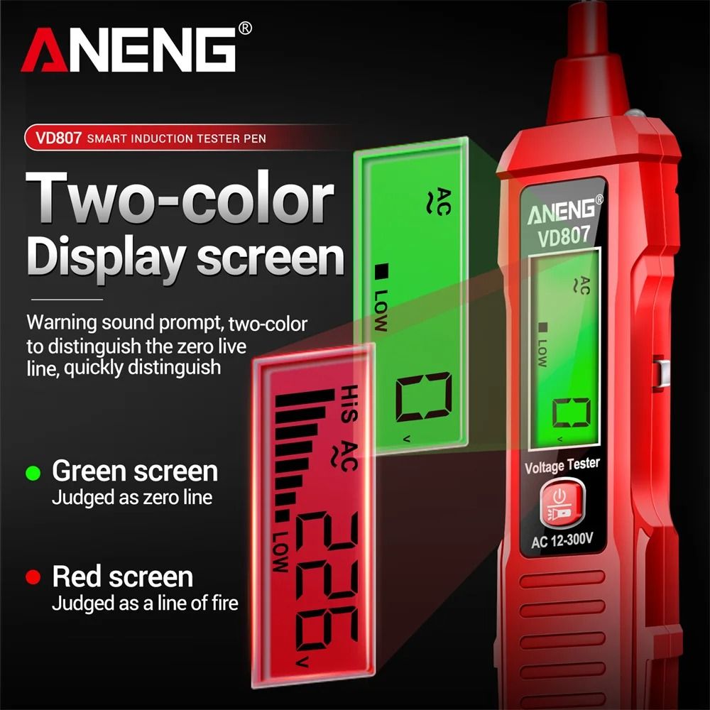 ANENG VD807 Non Contact Voltage Tester Pen Portable AC Wire Detector Tool 6