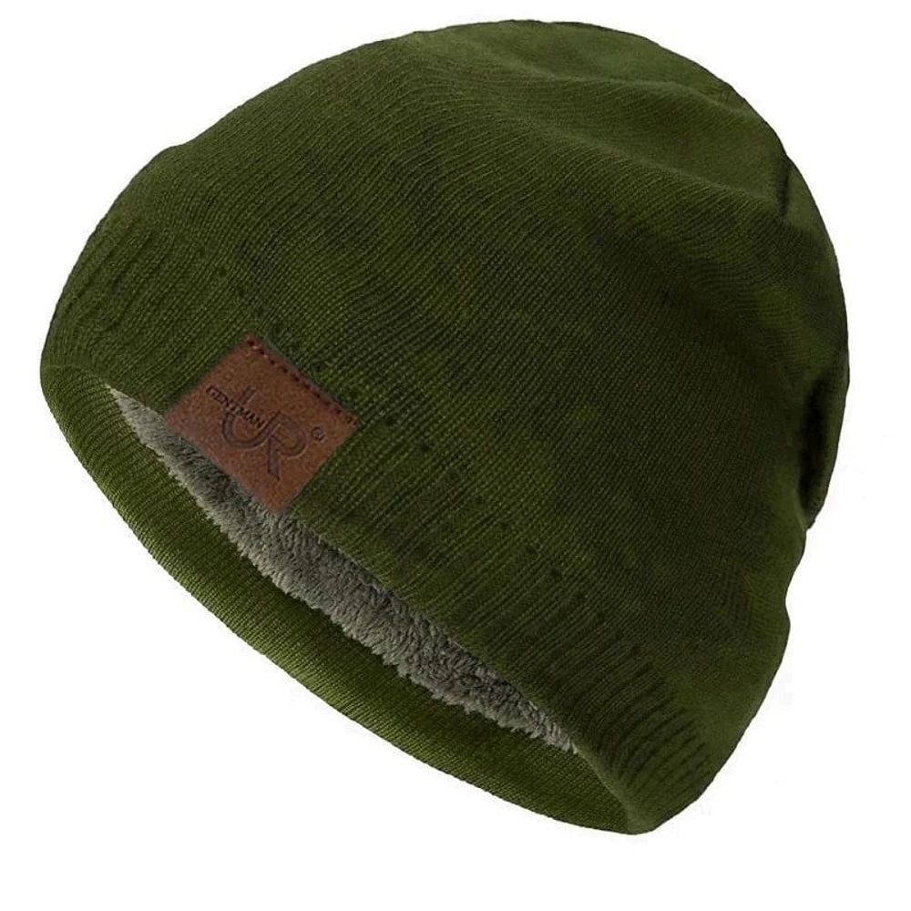 Fur Lined Knitted Beanie Hat Unisex Warm Winter Outdoor Cap 7