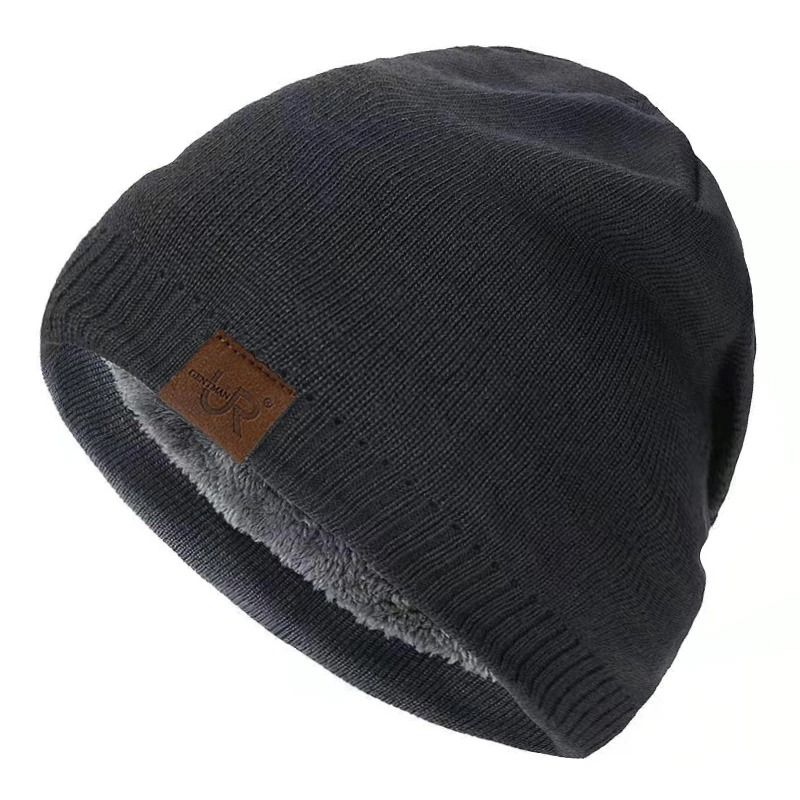 Fur Lined Knitted Beanie Hat Unisex Warm Winter Outdoor Cap 4