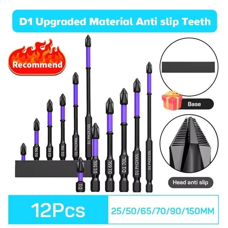 Magnetic Phillips Screwdriver Bit Set Impact Resistant Drill Bits Hex Shank 3