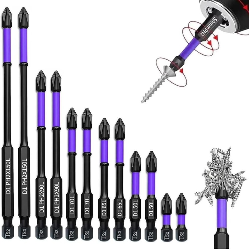 Magnetic Phillips Screwdriver Bit Set Impact Resistant Drill Bits Hex Shank 0