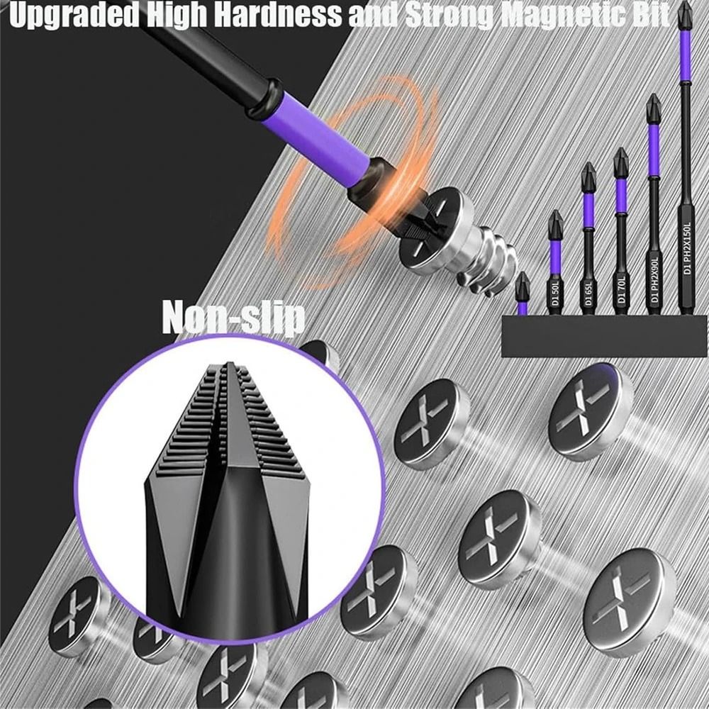 Magnetic Phillips Screwdriver Bit Set Impact Resistant Drill Bits Hex Shank 9
