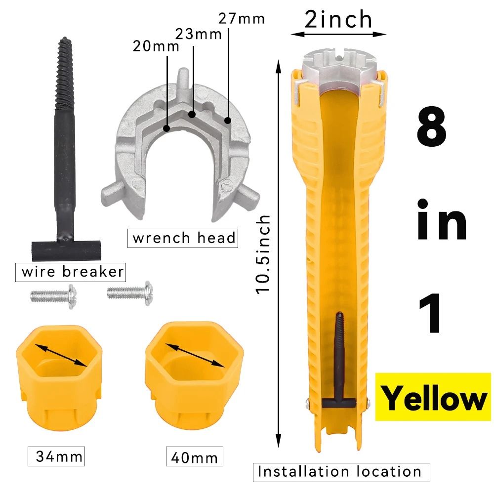 8 In 1 Sink Faucet Wrench Multi Function Plumbing Installation Tool 3