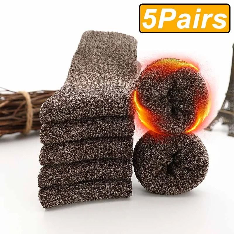 Thick Winter Warm Socks Unisex Thermal Terry Crew Socks Set 5