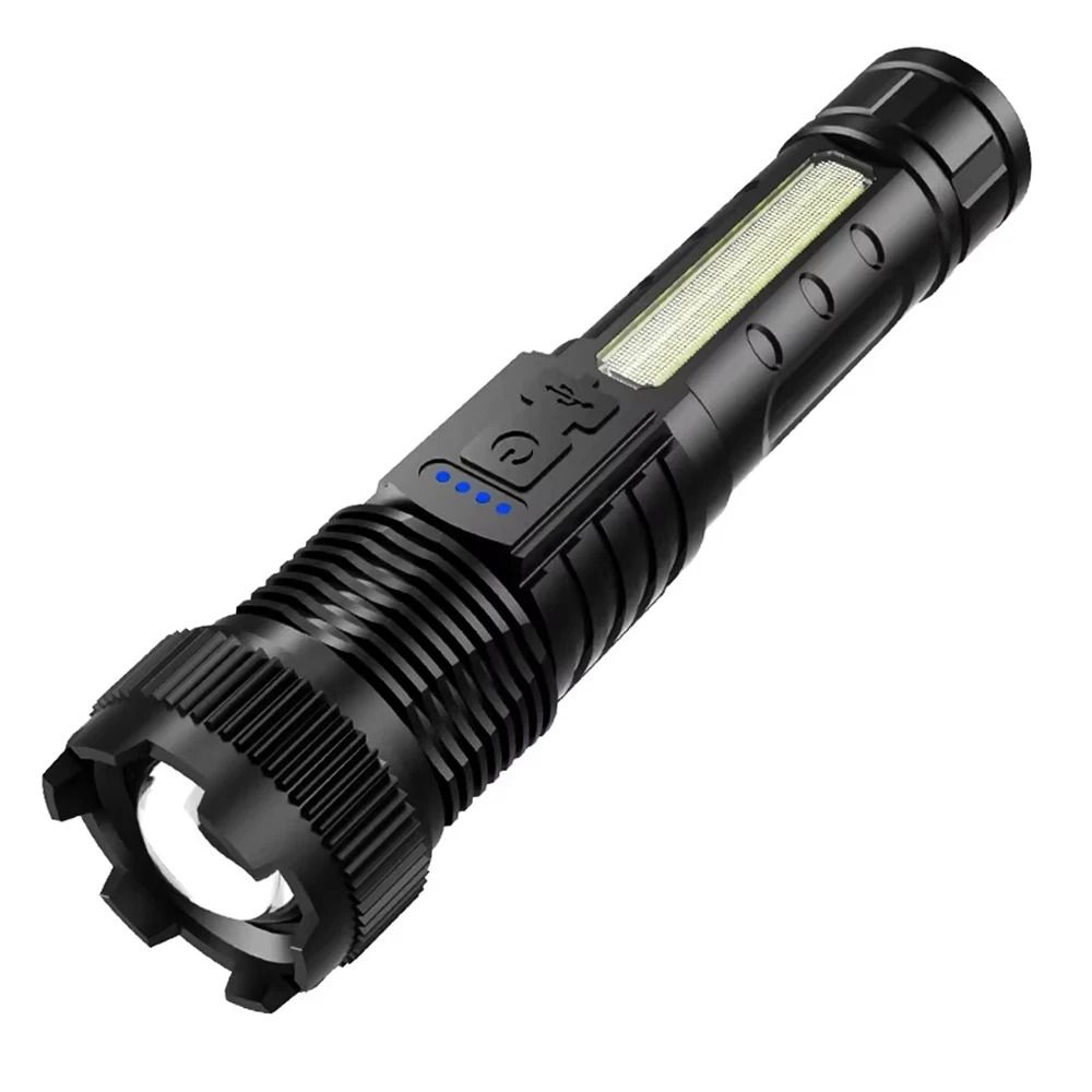 High Power LED Flashlight Rechargeable USB C Camping Torch With Side Light 1