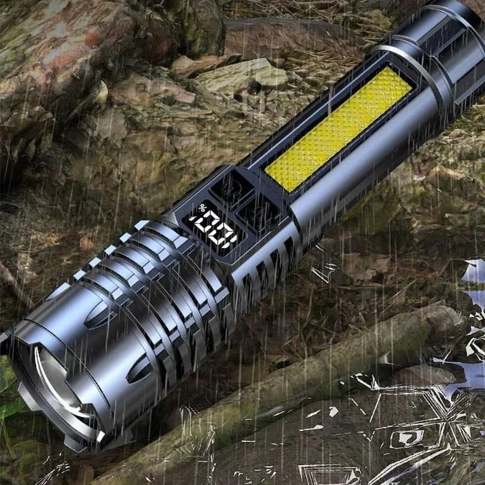 High Power LED Flashlight Rechargeable USB C Camping Torch With Side Light 11