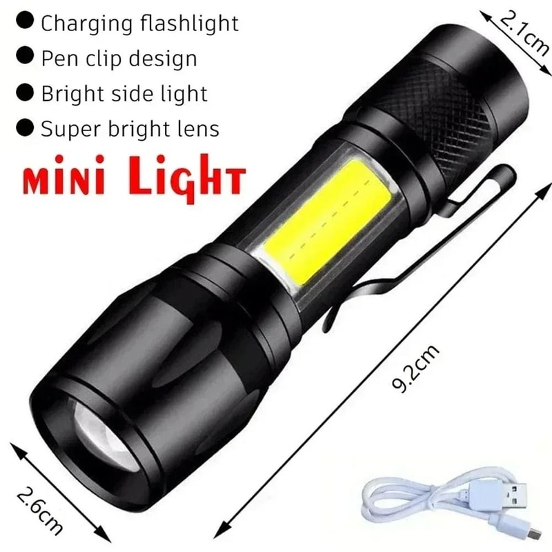 High Power Tactical LED Flashlight USB Rechargeable Zoomable Camping Torch 6