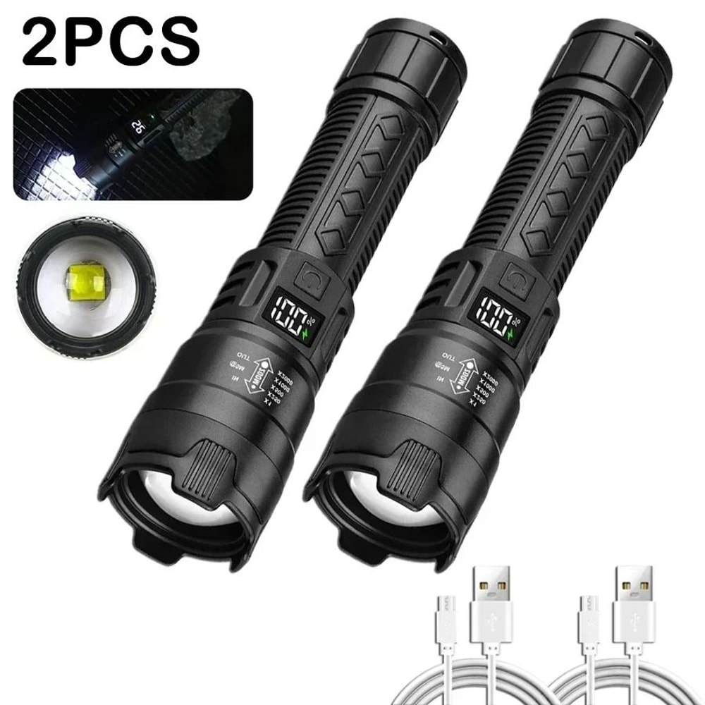High Power Tactical LED Flashlight USB Rechargeable Zoomable Camping Torch 9