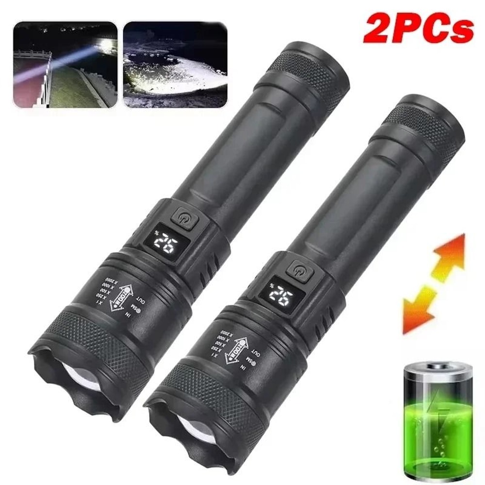 High Power Tactical LED Flashlight USB Rechargeable Zoomable Camping Torch 10